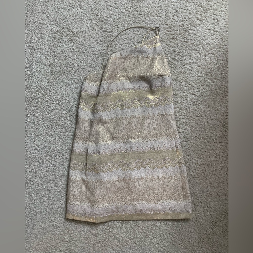 Marc Jacobs one shoulder jacquard gold mini dress size 2